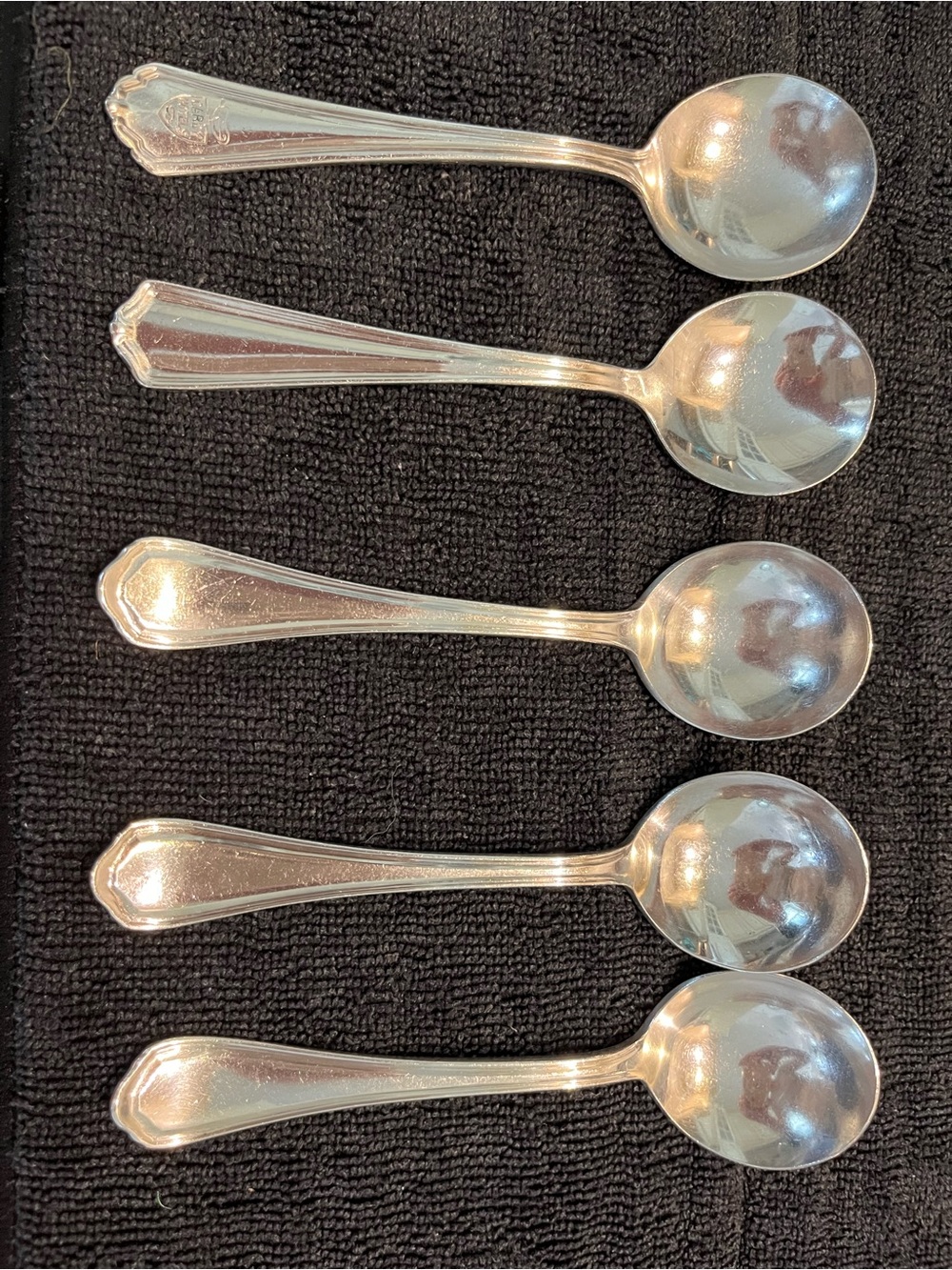 Vintage Silverplate Set of 5 Bouillon Round Soup Spoons